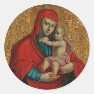 Jungfrau Mary and Jesus Child von Jan Rombauer Runder Aufkleber