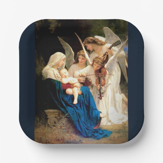 Jungfrau Mary, Baby Christ Jesus, mit Angels Paper Pappteller (Vorderseite)