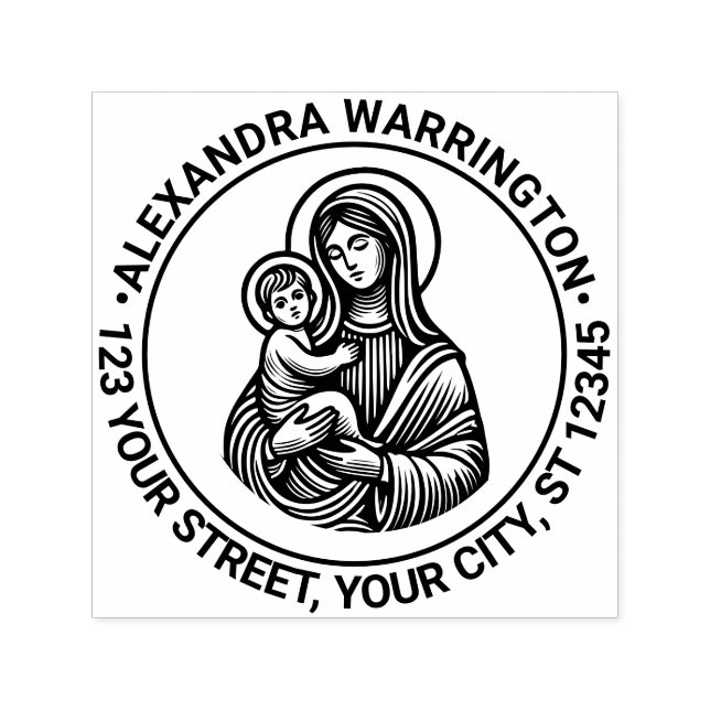 Jungfrau Mary Baby Jesus #2 Name Ret Adresse Permastempel (Design)