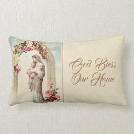 Jungfrau-Mary-Baby-Jesus-Golddekor an Lendenkissen