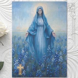 Jungfrau Mary Blue Blumen Decoupage Seidenpapier