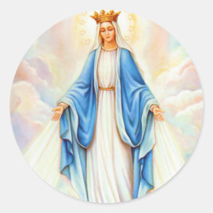 Jungfrau-Mary-Dame der Anmut-Königin des Himmels Runder Aufkleber