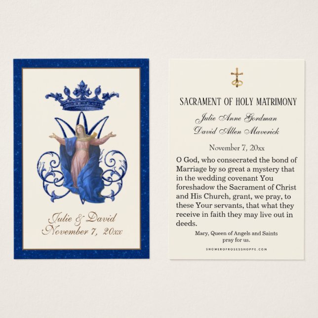 Jungfrau Mary Elegant Blue Gastgeschenk Hochzeit C (Vorne & Hinten)