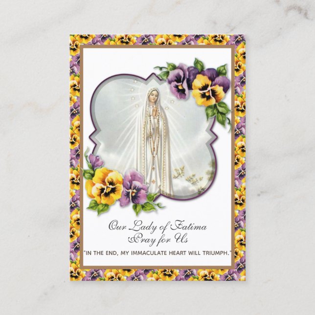 Jungfrau Mary Fatima Gebet Rosary katholische Viol Visitenkarte (Vorderseite)