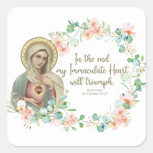 Jungfrau Mary Fatima Immaculate Heart Ukraine Russ Quadratischer Aufkleber (Vorderseite)