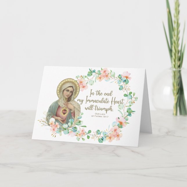 Jungfrau Mary Fatima Katholische Religiöse Blumen Karte (Vorderseite)