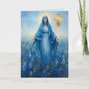 Jungfrau Mary floral Beileid Faltkarte Karte
