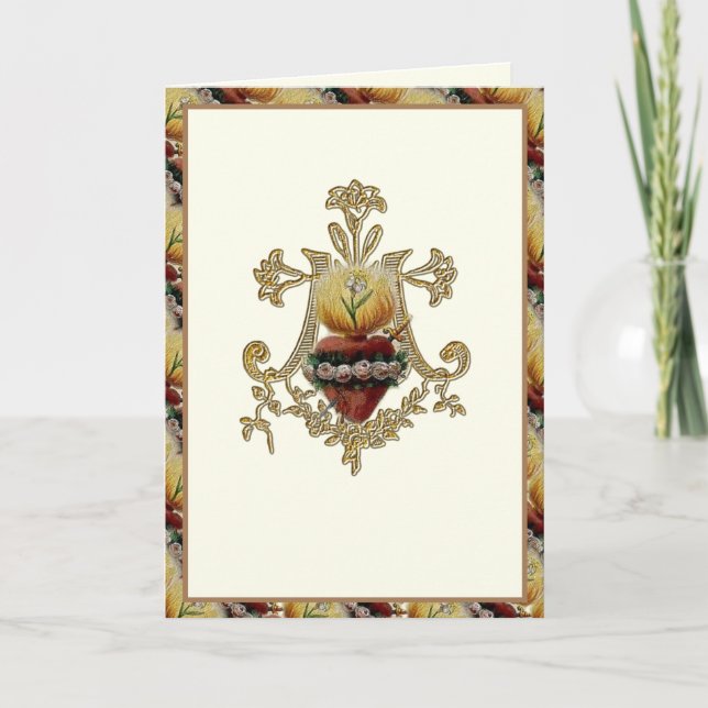 Jungfrau Mary Floral Monogram unakulieren Karte (Vorderseite)