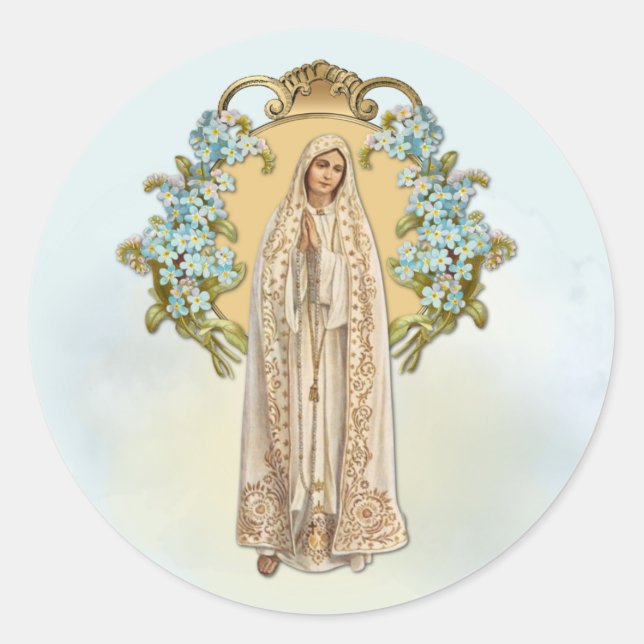 Jungfrau Mary floral Religiöse Lady of Fatima Runder Aufkleber (Vorderseite)