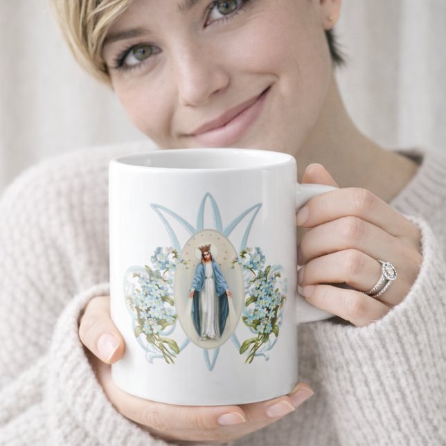 Jungfrau Mary Floral religiöse Memorare    GebetCo Kaffeetasse (Von Creator hochgeladen)