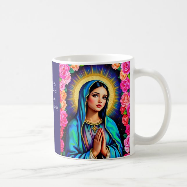 Jungfrau Mary Gebet Lebhafter Blumenkaffee Kaffeetasse (Rechts)