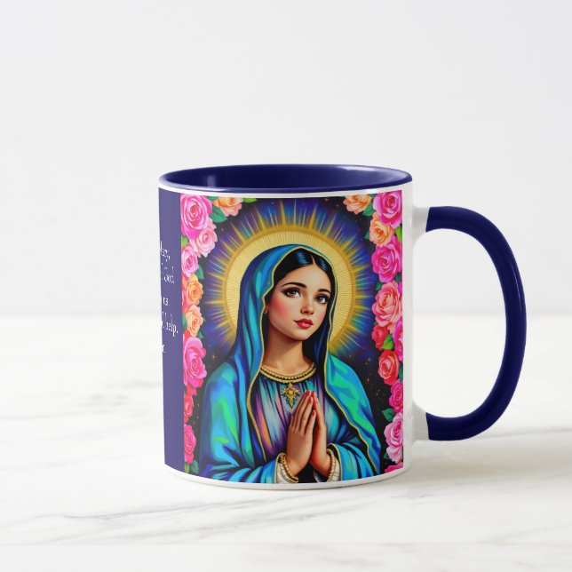 Jungfrau Mary Gebet Lebhafter Blumenkaffee Tasse (Rechts)
