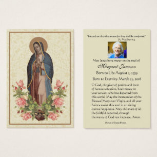 Jungfrau Mary Guadalupe Beerdigung Gebetskarte