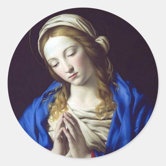 Jungfrau Mary im Gebet Runder Aufkleber (Vorderseite)
