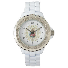 Jungfrau Mary Immaculate Heart Gold Religious Armbanduhr