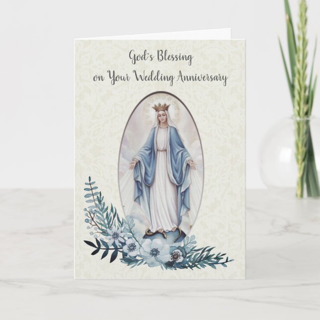JUNGFRAU MARY | JAHRESZEITRAUM | BLUE FLOWERS KARTE (Vorderseite)