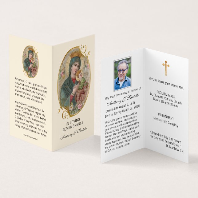 Jungfrau Mary Jesus katholische Beerdigung Heilige Visitenkarten (Innenseite und Außenseite)