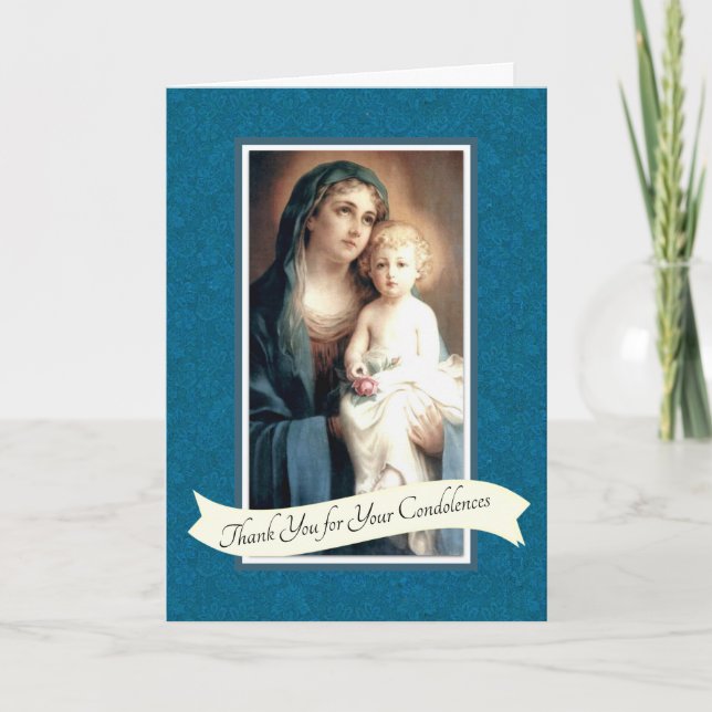 Jungfrau Mary Jesus katholisches Beileid Vielen Da Dankeskarte (Vorderseite)
