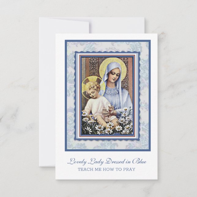 Jungfrau Mary Jesus liebliche Lady in blauem Gedic (Vorderseite)