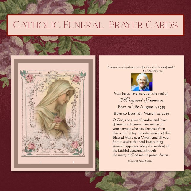 Jungfrau Mary Katholic Beerdigung Gebet Heilige Ka (Traditional Catholic Funeral Prayer Cards - Easy to personalize )