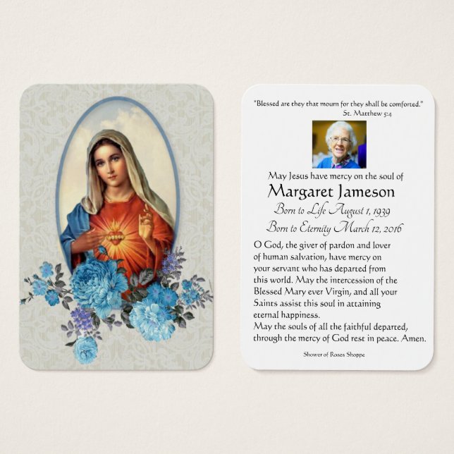 Jungfrau Mary Katholic Beerdigung Gedenkkarte (Vorne & Hinten)
