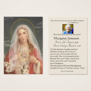 Jungfrau Mary Katholic Funeral Memorial Holcard -