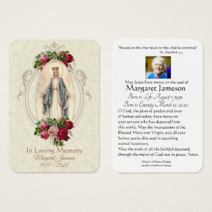 Jungfrau Mary Katholic Funeral Memorial Holcard -