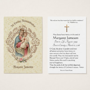 Jungfrau Mary Katholic Funeral Memorial Holcard -