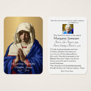 Jungfrau Mary Katholic Funeral Memorial Holcard -