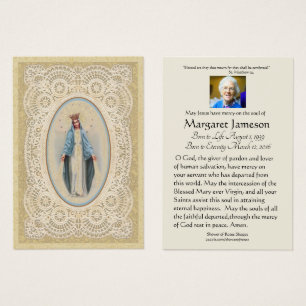 Jungfrau Mary Katholic Funeral Memorial Holcard -