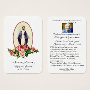 Jungfrau Mary Katholic Funeral Memorial Holcard -