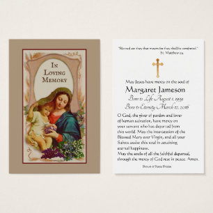 Jungfrau Mary Katholic Funeral Memorial Holcard -
