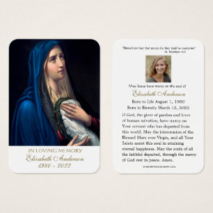 Jungfrau Mary Katholic Funeral Memorial Holcard -