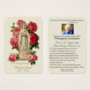 Jungfrau Mary Katholic Funeral Memorial Holcard -