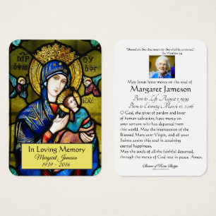 Jungfrau Mary Katholic Funeral Memorial Holcard -