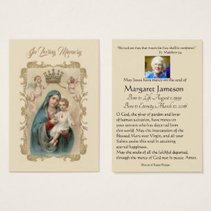 Jungfrau Mary Katholic Funeral Memorial Holcard -