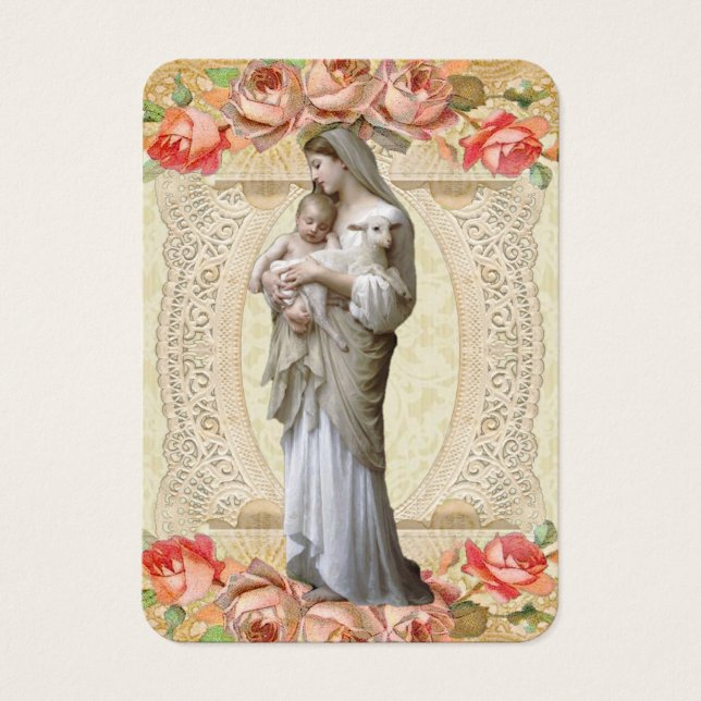 Jungfrau Mary Katholic Funeral Memorial Holcard - (Vorderseite)
