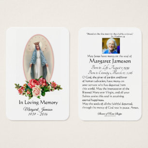 Jungfrau Mary Katholic Funeral Memorial Holcard -