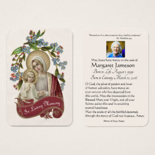 Jungfrau Mary Katholic Funeral Memorial Holcard -