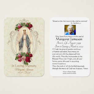 Jungfrau Mary Katholic Funeral Memorial Holcard -