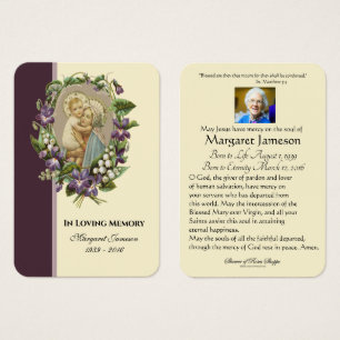 Jungfrau Mary Katholic Funeral Memorial Holcard -