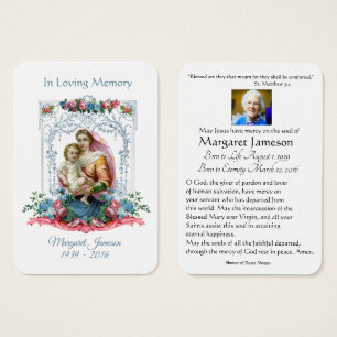 Jungfrau Mary Katholic Funeral Memorial Holcard -