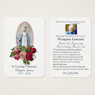 Jungfrau Mary Katholic Funeral Memorial Holcard -