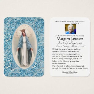 Jungfrau Mary Katholic Funeral Memorial Holcard -