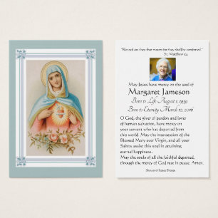 Jungfrau Mary Katholic Funeral Memorial Holcard -