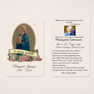 Jungfrau Mary Katholic Funeral Memorial Holcard -