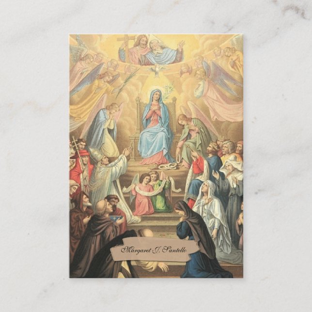 Jungfrau Mary Katholic Funeral Memorial Holcard - Visitenkarte (Vorderseite)