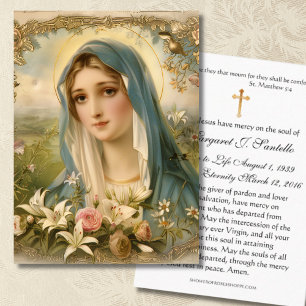 Jungfrau Mary Katholic Funeral Memorial Holcard - Visitenkarte