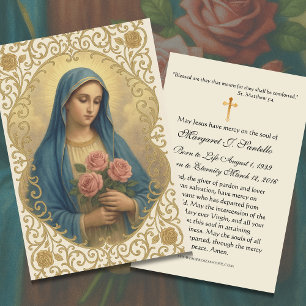Jungfrau Mary Katholic Funeral Memorial Holcard - Visitenkarte