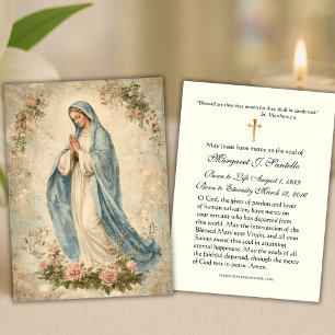 Jungfrau Mary Katholic Funeral Memorial Holcard - Visitenkarte